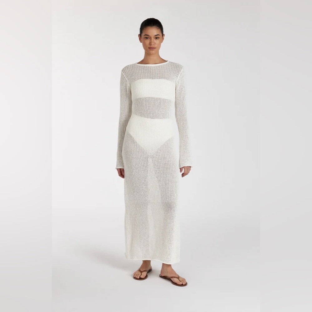 Margot Off White Crew Neck Midi Dress